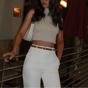 Cream crop top turtleneck